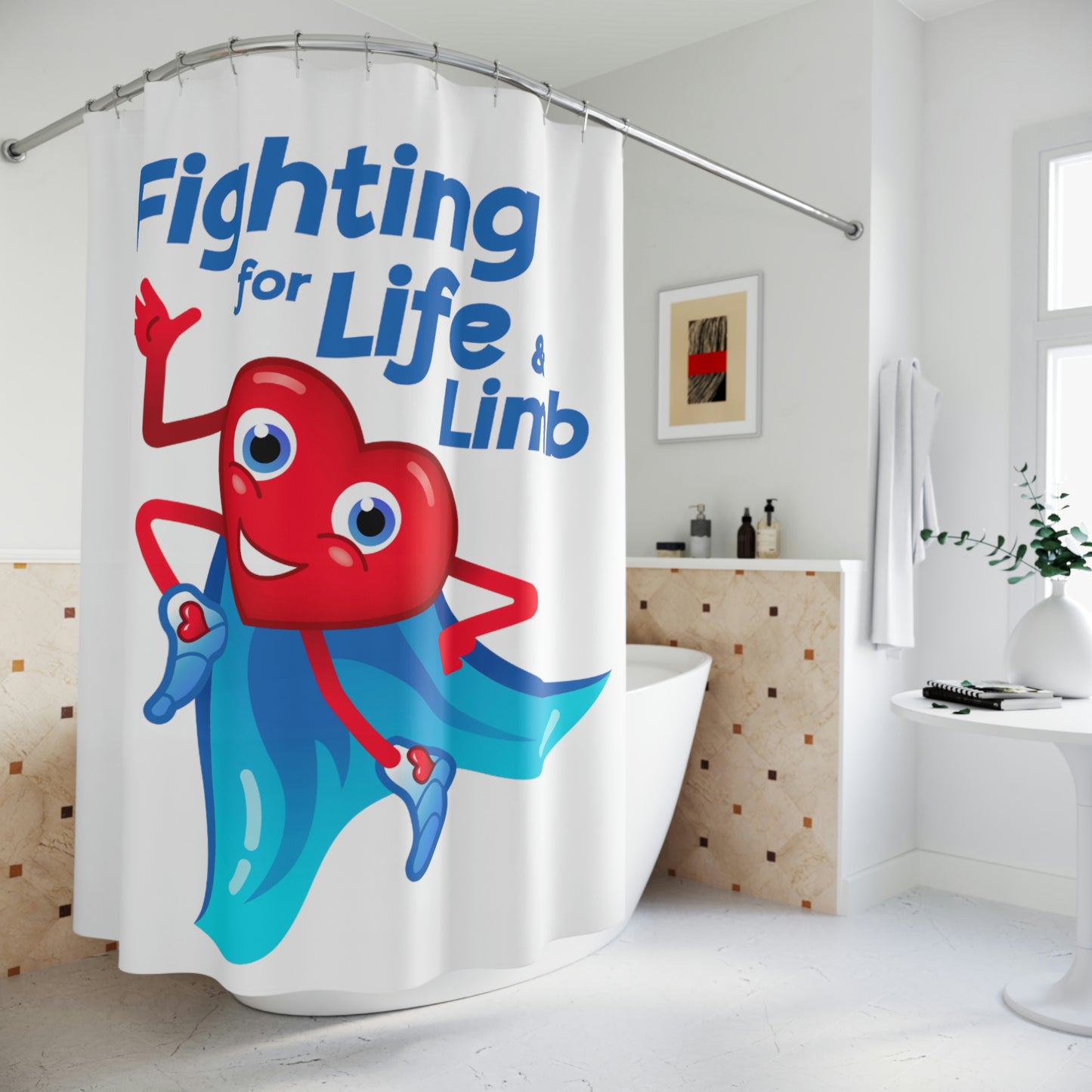 Fighting For Life & Limb Polyester Shower Curtain