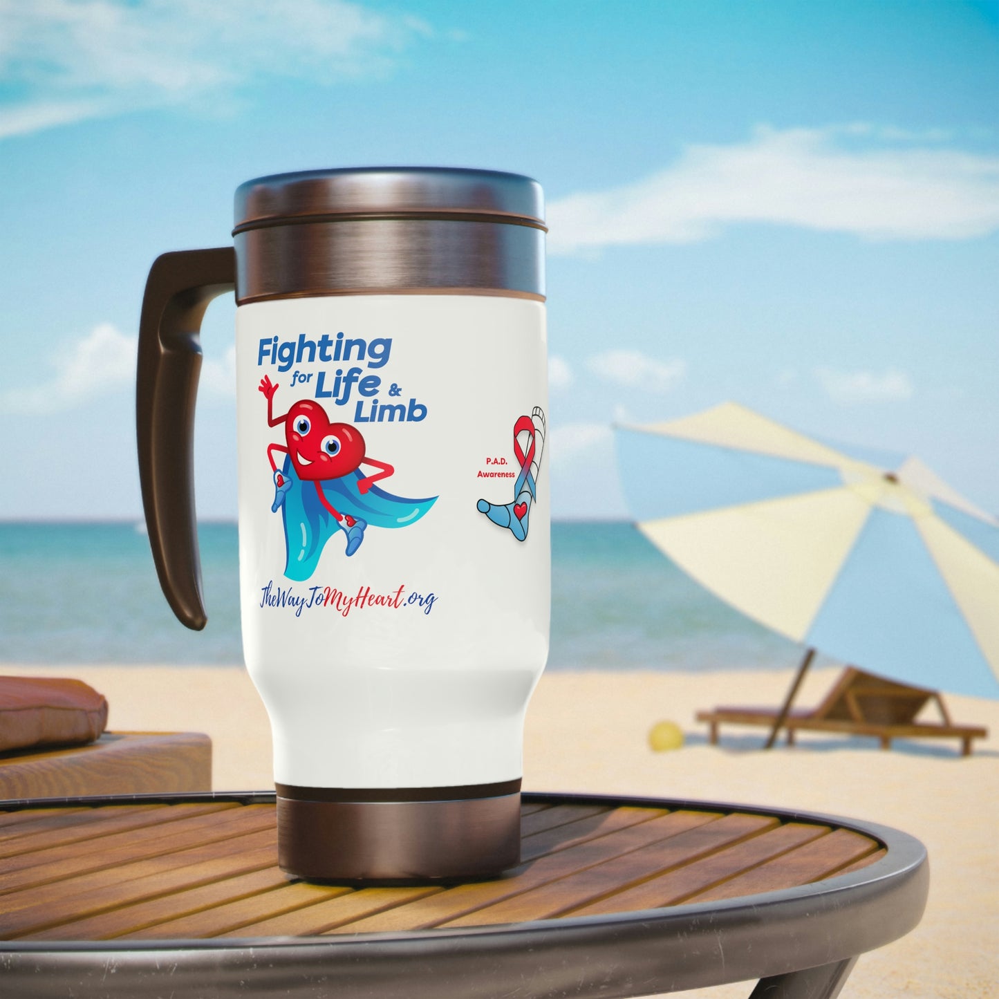 Stainless Steel Travel Mug with Handle, 14oz