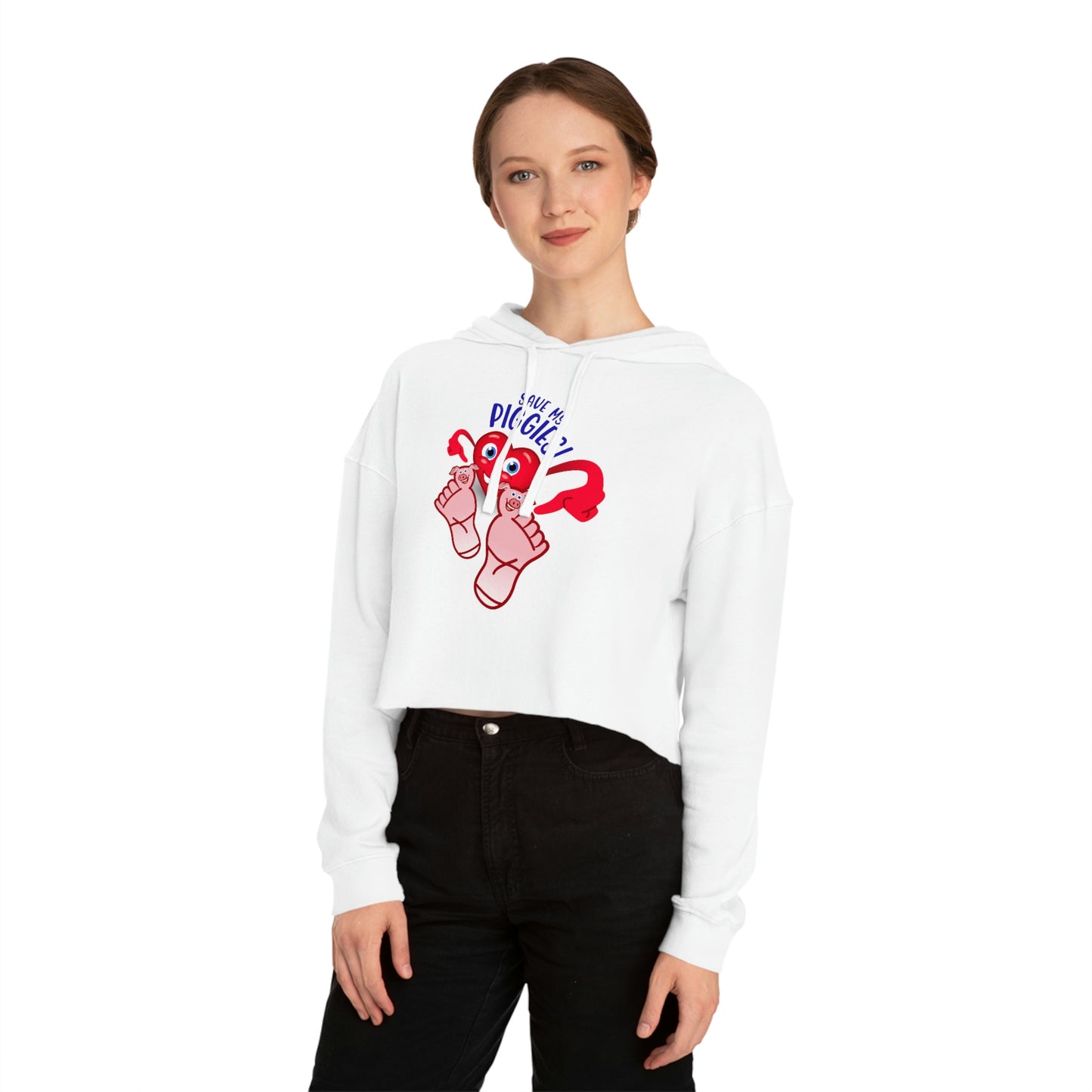 Save My Piggies Women’s Cropped Hooded Sweatshirt