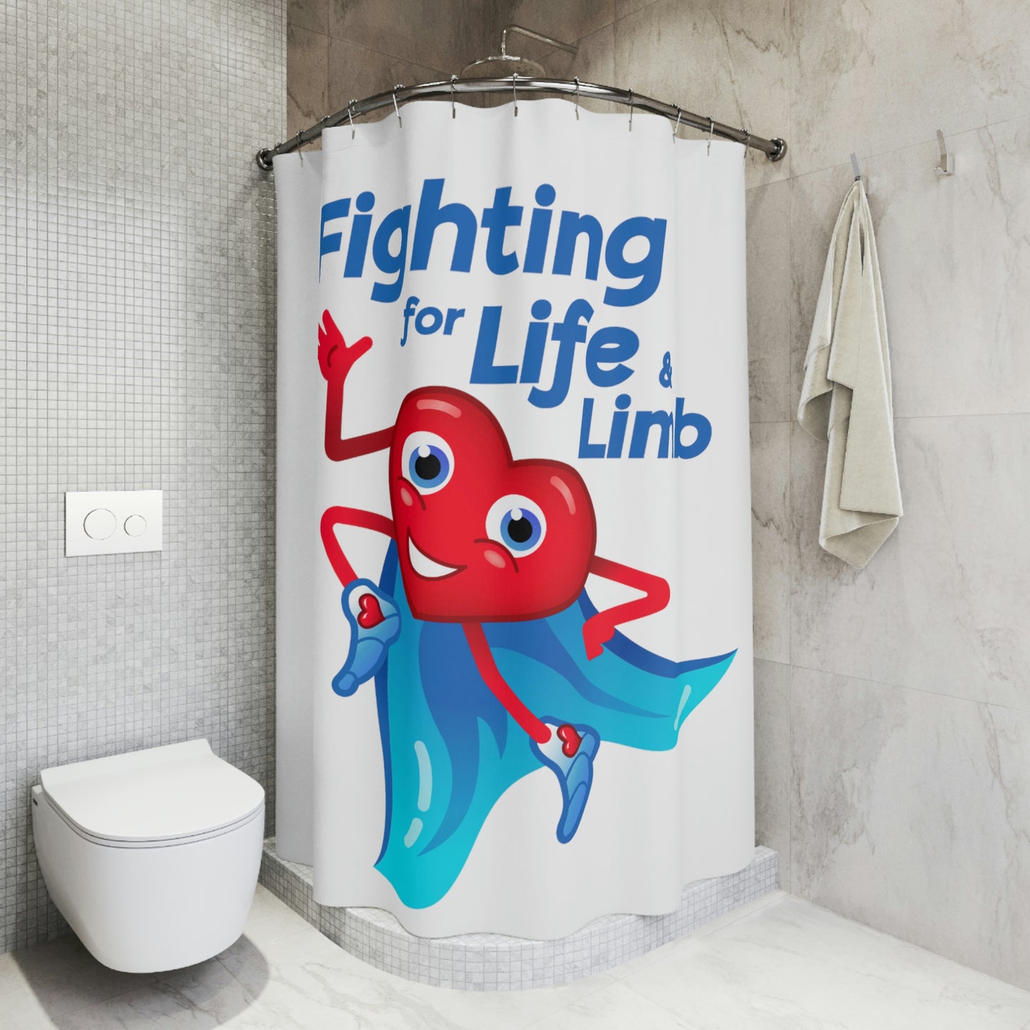 Fighting For Life & Limb Polyester Shower Curtain