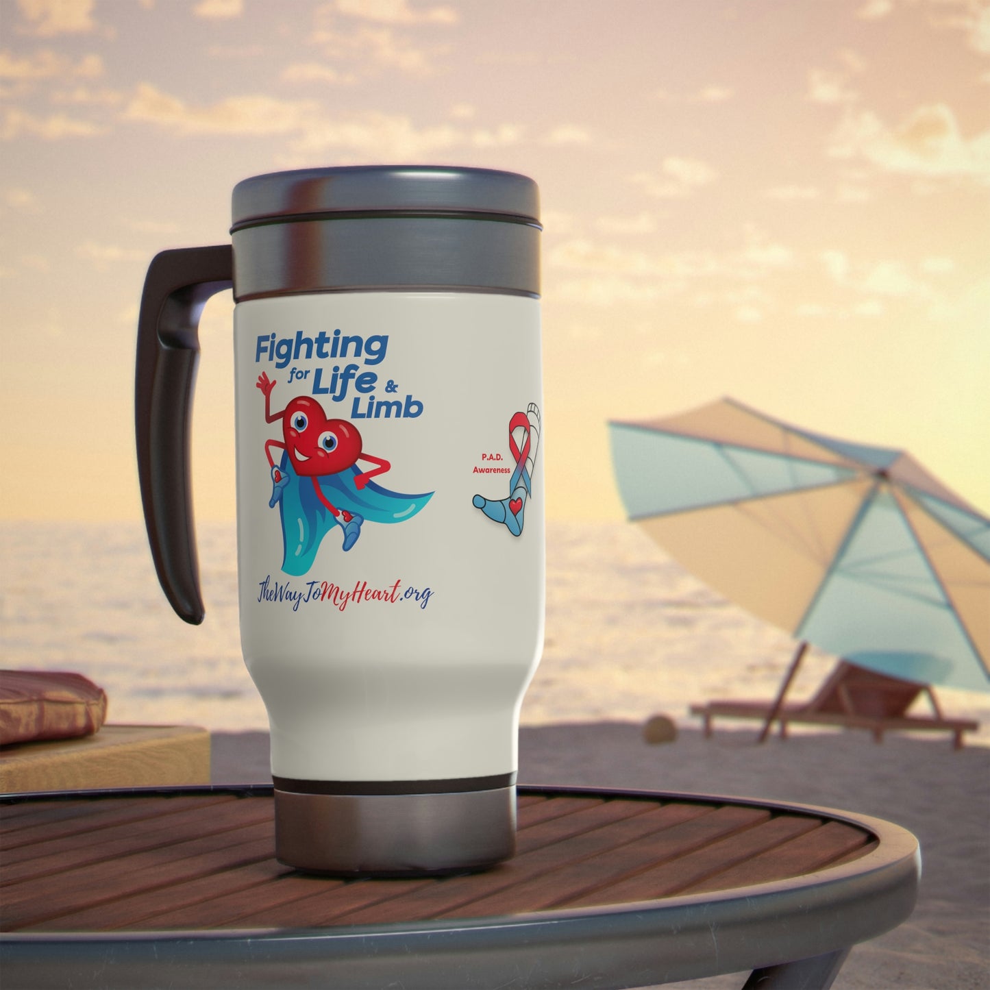 Stainless Steel Travel Mug with Handle, 14oz