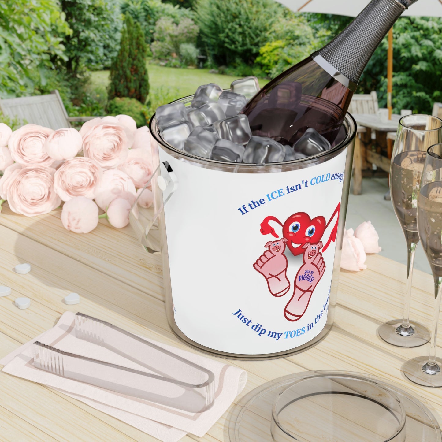 Save My Piggies Ice Bucket with Tongs