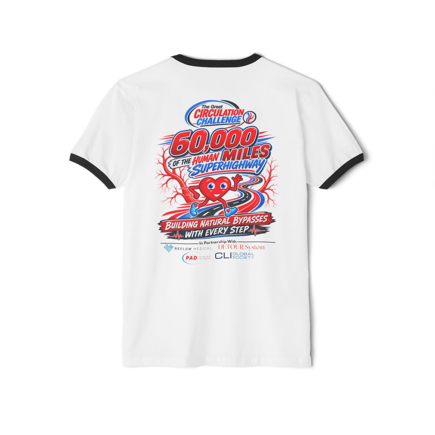 The Great Circulation Challenge Black Rimmed White T-Shirt