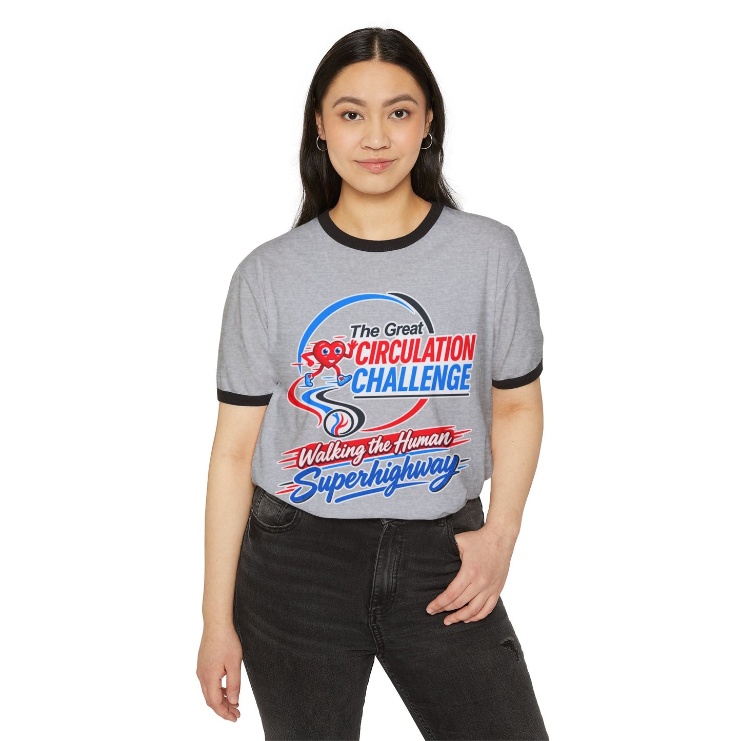 The Great Circulation Challenge Black Rimmed White T-Shirt