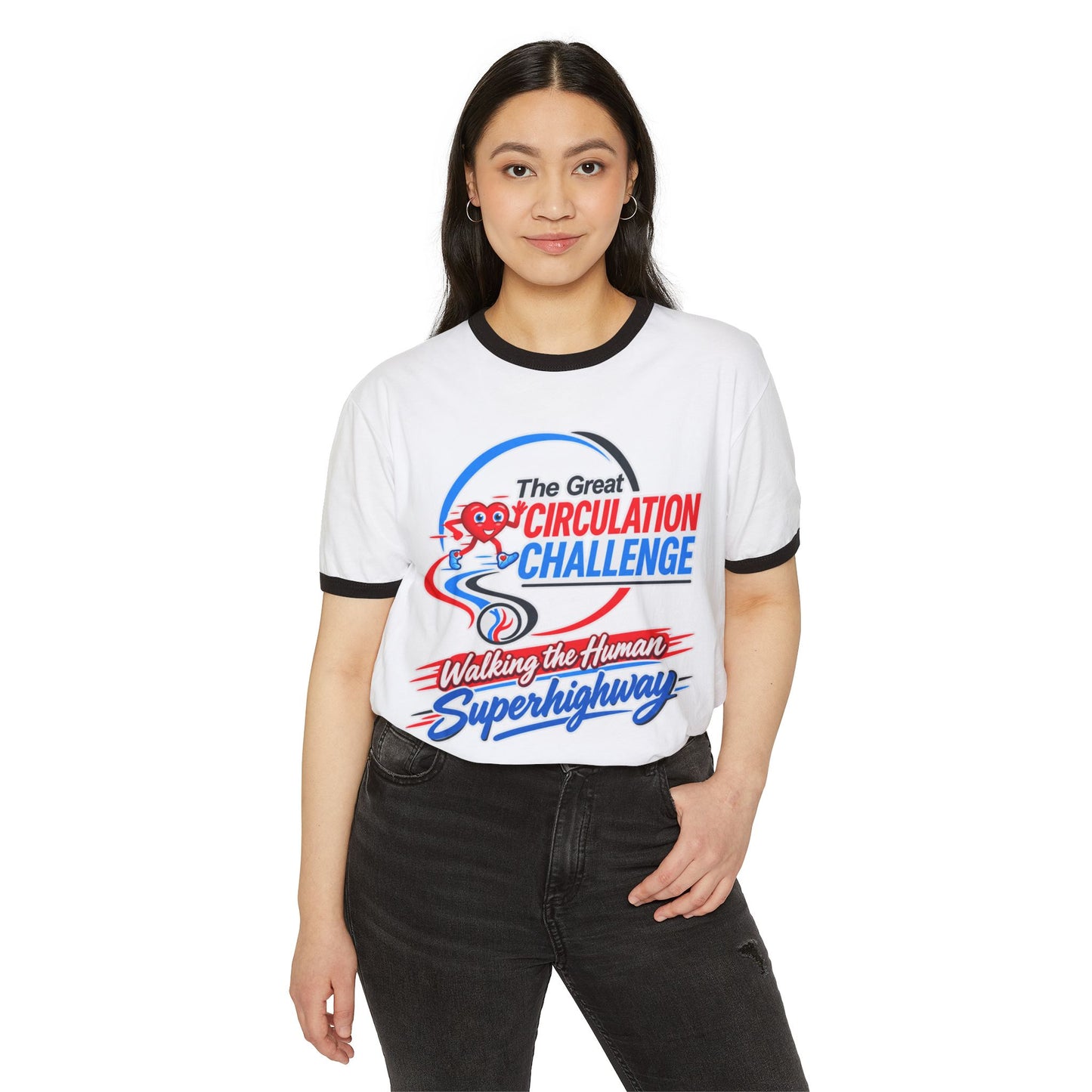 The Great Circulation Challenge Black Rimmed White T-Shirt