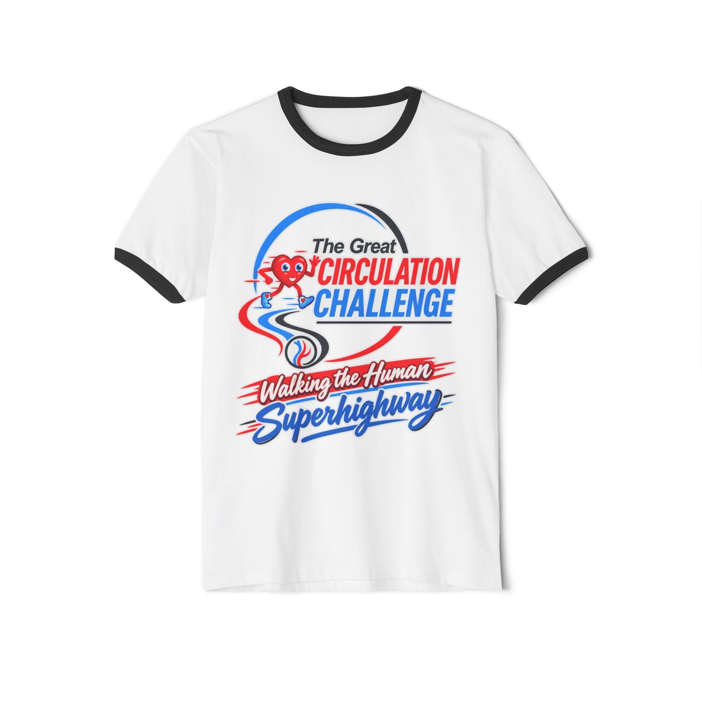 The Great Circulation Challenge Black Rimmed White T-Shirt