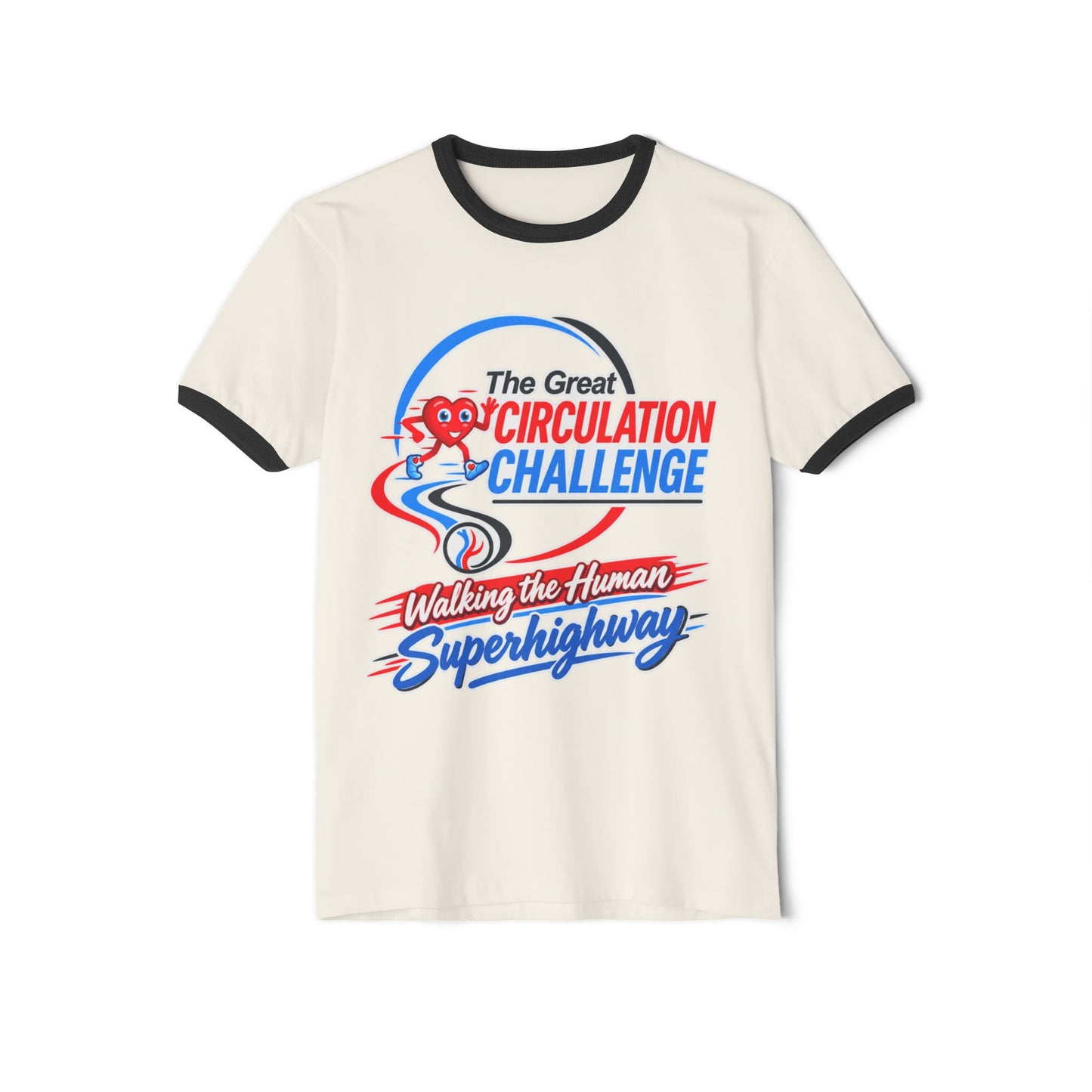 The Great Circulation Challenge Black Rimmed White T-Shirt