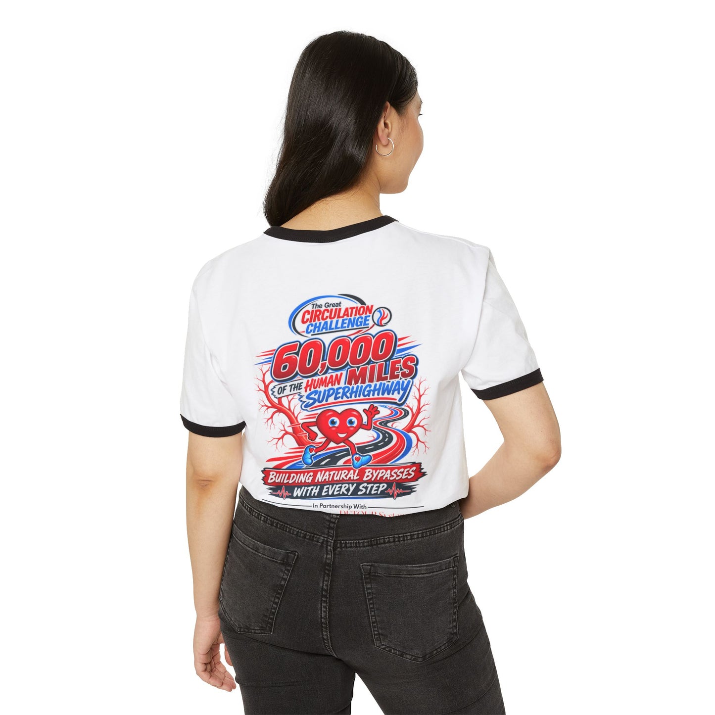 The Great Circulation Challenge Black Rimmed White T-Shirt