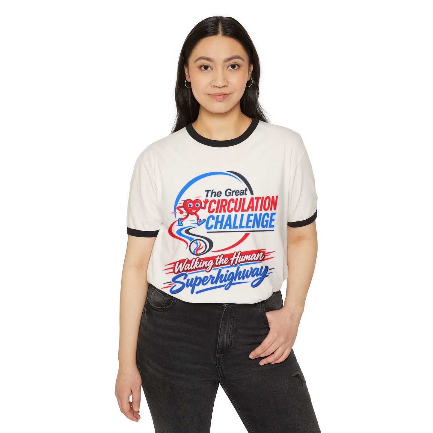 The Great Circulation Challenge Black Rimmed White T-Shirt