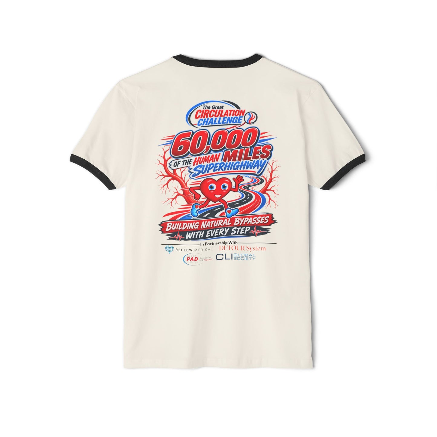 The Great Circulation Challenge Black Rimmed White T-Shirt